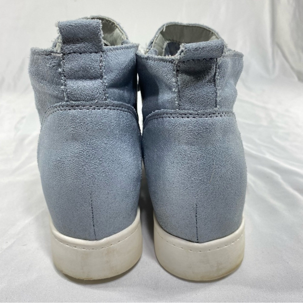 Soda Light Blue Microsuede Platform Heeled Zipper Side Sneakers - Picture 8 of 9